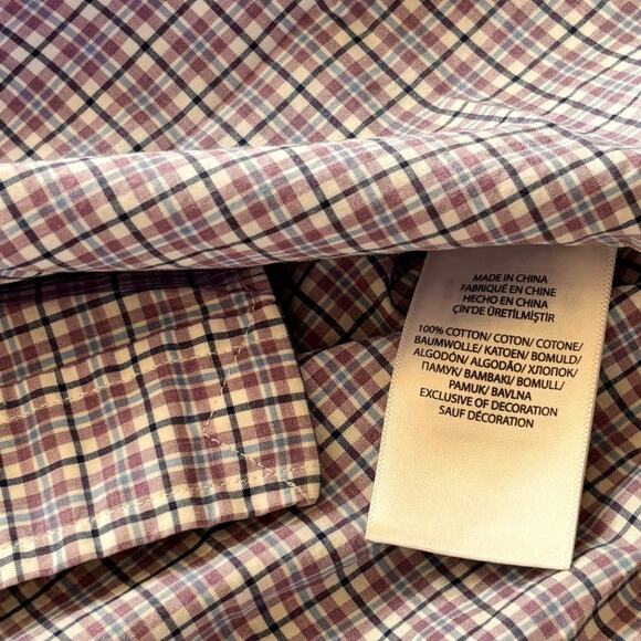 Polo Ralph Lauren Purple & Green Checked Spread Collar Button Down Men’s Large - Picture 5 of 7
